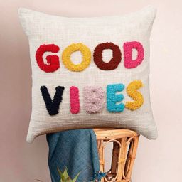 HOMADORN Off White & Yellow Embroidered Square Pure Cotton Cushion Cover-image-95