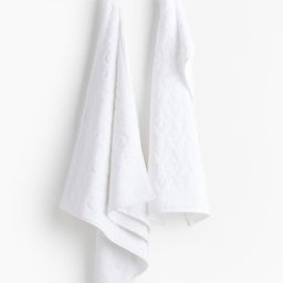 H&M White Cotton Terry Hand Towel-4