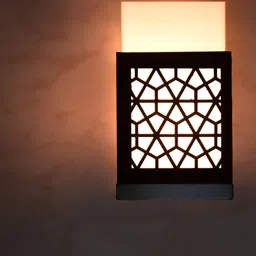 Gojeeva Black Wood Square Shaped Textured Contemporary Wall Lamp-picture-58