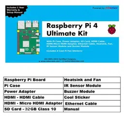 Raspberry Pi4 8GB Model B Ultimate Kit- Case, Power Adapter, Heatsink, HDMI Cable, Ethernet Cable, 32 GB SD Card, Sensors and Manual image 4