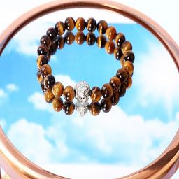 Nirvana Unisex Tiger's Eye Roaring Lion Stretch Elasticated Bracelet-image-67