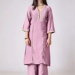 Sangria Girls Embellished Kurta with Trousers-image-67