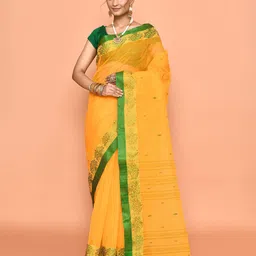 PUKU Ethnic Motifs Woven Design Pure Cotton Taant Saree-picture-31