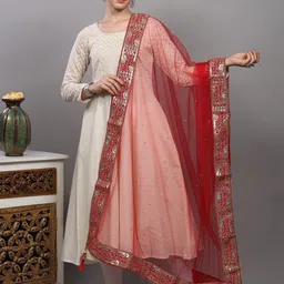 Exotic India Sada Saubhagyawati Bhav Bridal Wedding Dupatta With Zari Sequins & Latkan-picture-48