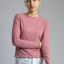Redamancii Women Solid Round Neck Polycotton Top-picture-16