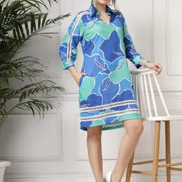 Get Glamr Floral Print Bell Sleeve Linen Shirt Dress-image-66