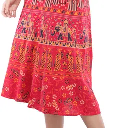 Exotic India Printed Pure Cotton Wrap-Around Midi Skirt-image-14