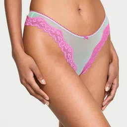 Victoria's Secret Tease Mesh Lace-Trim High-Rise Thong Briefs 1124442672ZB-image-5