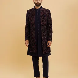 Twamev Men Embroidery Thread Work Sherwani Set-picture-47