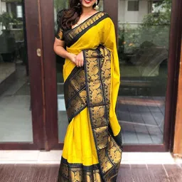 KALINI Zari Silk Blend Banarasi Saree-image-72