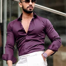 INDOPRIMO Men Solid Spread Collar Satin Casual Shirt-picture-41