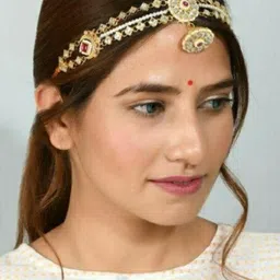 NIKYANKA Gold-Plated Artificial Stones Studded Matha Patti Head Jewellery-27