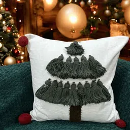 LUSHLYF White & Green Embroidered Cotton Square Cushion Covers-image-84