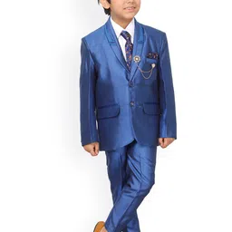 BAESD Boys 4-Pcs Regular Fit Blazer and Trousers Single Breasted Suits With Shirt and Tie-picture-9