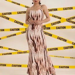 BAESD Print Satin Maxi Dress-image-1