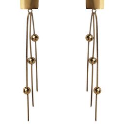 jooltara Gold-Plated Artificial Beaded Square Shaped Tasselled Drop Earrings-image-17
