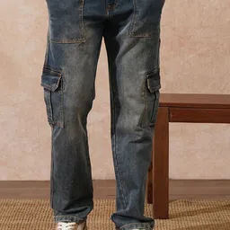 WROGN Cotton Straight-Fit Cargo Jeans-image-12