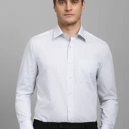 Louis Philippe Men Classic Regular Fit Spread Collar Geometric Printed Cotton Formal Shirt-image-88