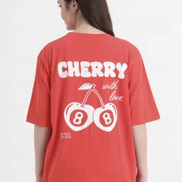 CHARMGAL Women Typography Printed Oversized Regular T-shirt-image-7