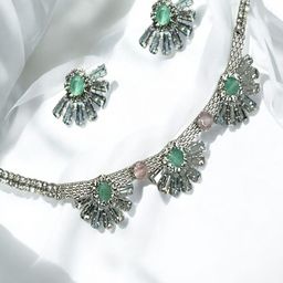 AccessHer American Diamond Studded Necklace And Earrings-image-26