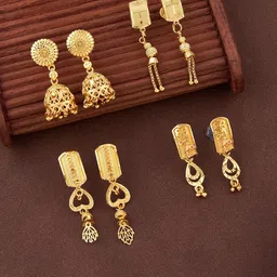 Anouk Set Of 4 Gold-Plated Heart Shaped Drop Earrings-picture-17