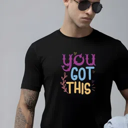 KaamBhari Typographic Printed Round Neck Pure Cotton T-shirt-image-94