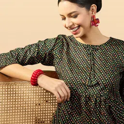 Anouk Rustic Bandhani Printed Pleated Kurti-15