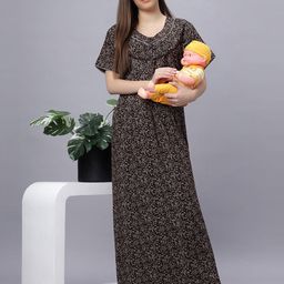 QUIRA Women Floral Printed Maxi Nightdress-image-81