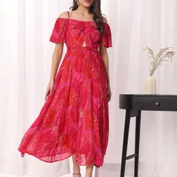 DRESOUL Floral Print Off-Shoulder Maxi Dress-image-26