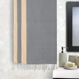 KLOTTHE Grey & Beige 4 Pieces Pure Cotton 550 GSM Bath Towels-8
