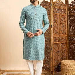 House of Pataudi Embroidered Straight Kurta-picture-58