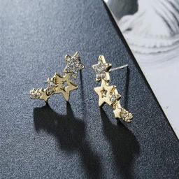 ANNA CREATIONS Gold-Plated Artificial Stones Studded Star Shaped Korean Studs-7