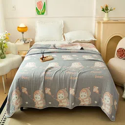 JC HOME Grey & Peach-Coloured Cartoon Characters AC Room 350 GSM Double Bed Quilt-picture-30