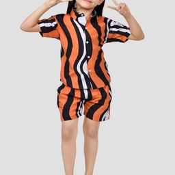 BAESD Girls Printed Pure Cotton Shirt With Shorts Clothing Set-image-75