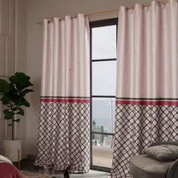 Stoa Paris Versailles Rose & Black Set of 2 Geometric Door Curtains-image-56