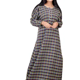 CLYMAA Multi Wool Blend Maxi Checked Nightdress-picture-8