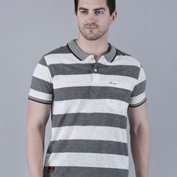 STARFOX Men Striped Polo Collar Cotton T-shirt-image-23