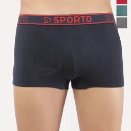 Sporto by Macho Men Pack Of 4 Combed Cotton Short Trunks-picture-25