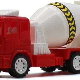 Friction Powered cement concrete mixer Plastic jcb Red and White toy for kids-93