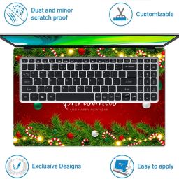 FineArts Laptop Skin with Screen Guard and Key Guard - Gradient Christmas Background Combo Set image 4