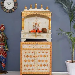 d'dass Multi Color Sheesham MDF Floor Rested Mandir With Door-picture-39