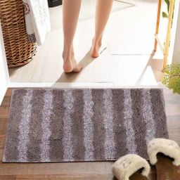 pano Brown Striped MicroFibre 15x10 Inches Antiskid Bath Mats-picture-49