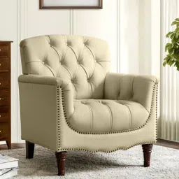timberly Jones Leatherette Arm Chair In Beige Colour-picture-24