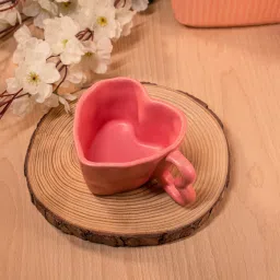 Handcrafted Pink Heart-Shaped Ceramic Set of 1 Ceramic Coffee Mug-image-13