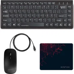 Bestor 3-in-1 Combo USB Wired Keyboard, 1000 DPI Optical Mouse & Waterproof Pad for PC Combo Set-12