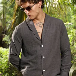 Campus Sutra Shawl Collar Comfort Oversized Casual Shirt-image-90