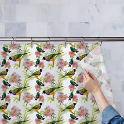 ArtzFolio White & Pink Printed Waterproof Shower Curtains-10