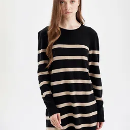 DeFacto Striped Round Neck Long Sleeve Sweaters-picture-8