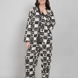 Belfry Printed V-Neck Pure Cotton Shirt With Pyjamas-image-23