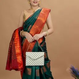 HELLA FASHIONS Ethnic Motifs Woven Design Art Silk Saree-image-59